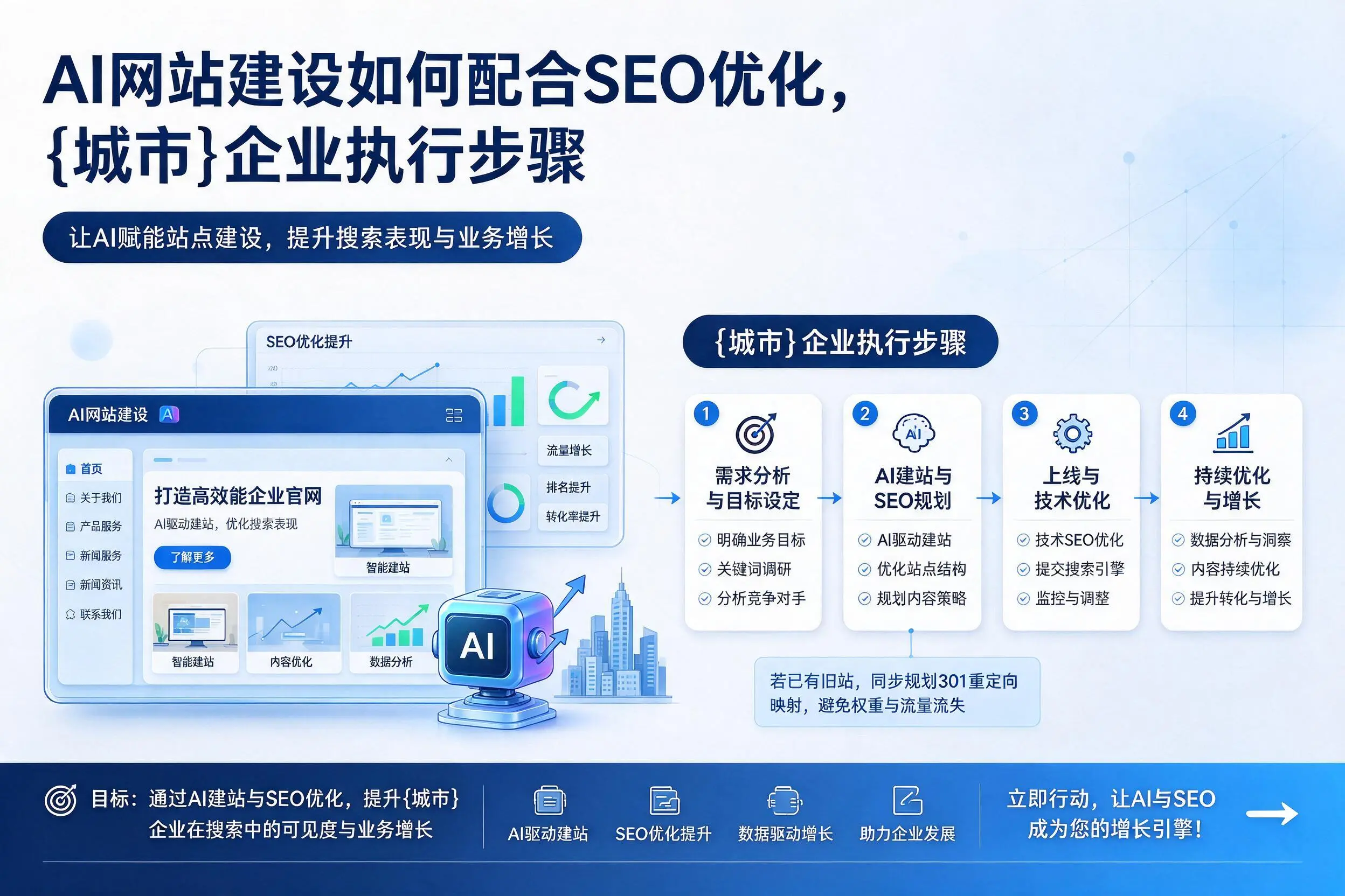 AI网站建设如何配合SEO优化,威海企业执行步骤